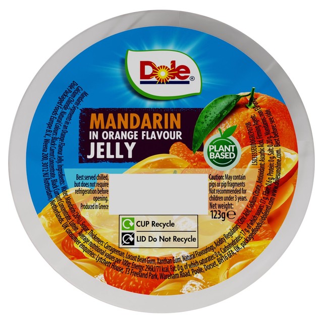 Dole mandarin fruit in jelly pot 123g - British product