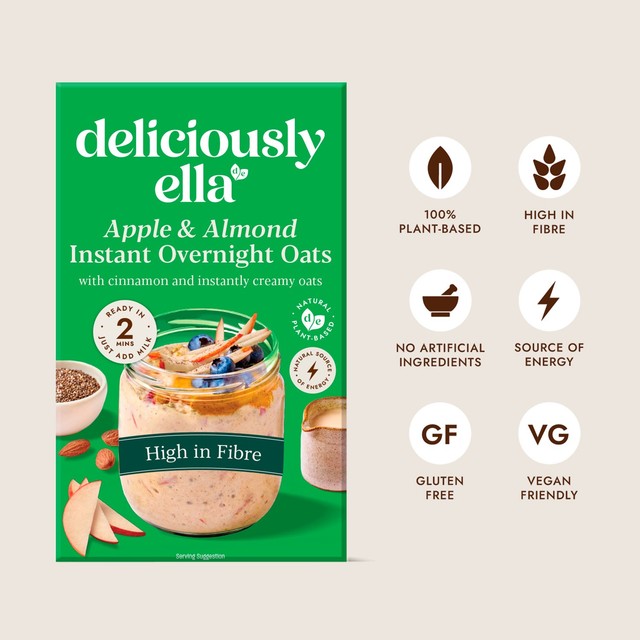 Deliciously Ella apple almond instant overnight oats 360g - British product