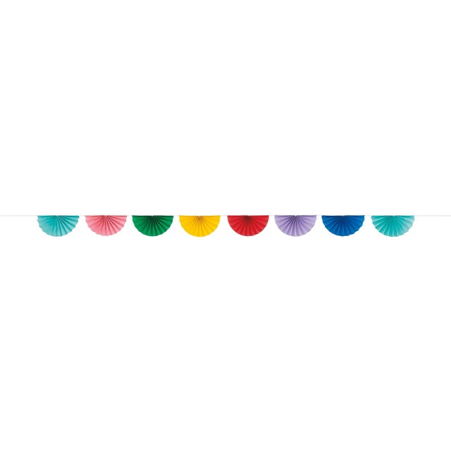 Unique Party colourful scalloped paper fan garland - British product