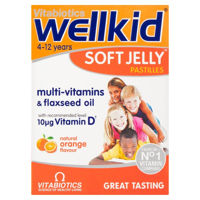 Vitabiotics Wellkid multivitamin orange jelly pastilles 30 count (British brand)