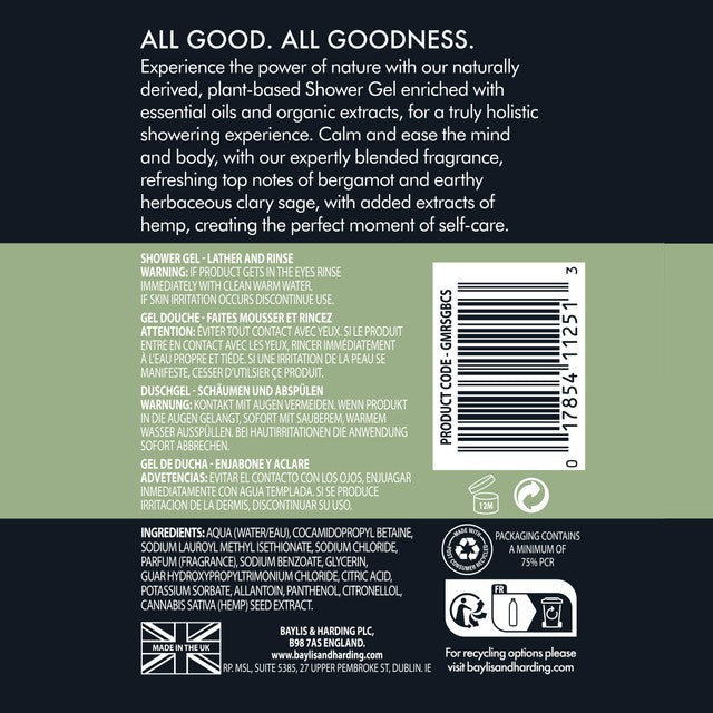 Baylis & Harding shower gel bergamot and clary sage 500ml - British product