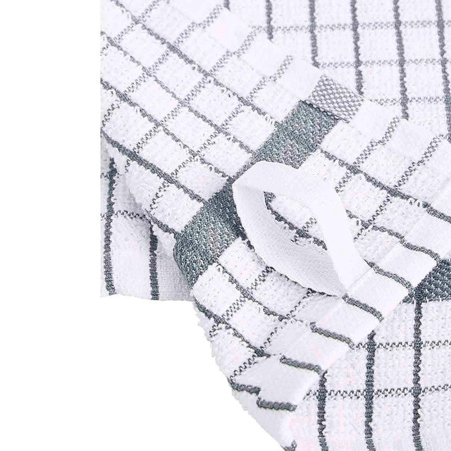 M&S checked terry tea towels light grey - British product
