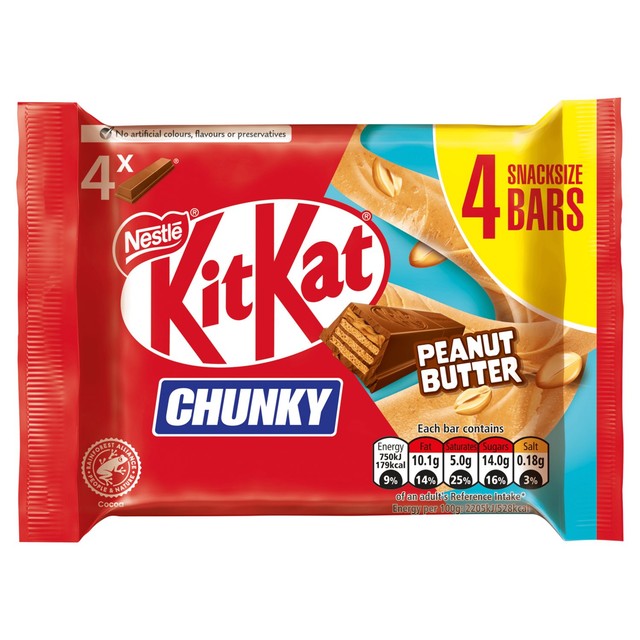 Kit Kat Chunky Peanut Butter chocolate bar 4 x 34g, UK version