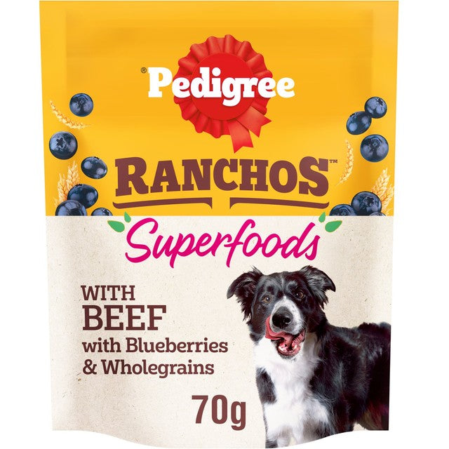 Pedigree beef dog treats with blueberries 70g, imported from the UK