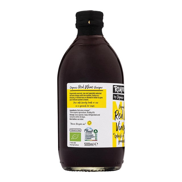 Realfoods Organic Raw Red Wine Vinegar 500ml, imported from the UK