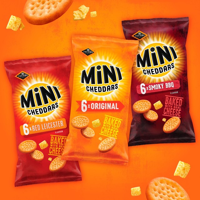 Jacob's Mini Cheddars Original cheese snack biscuits 6 pack, UK version