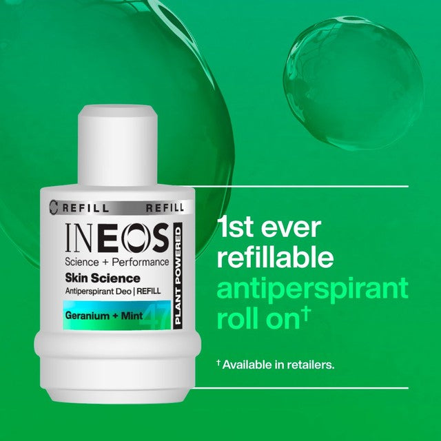 INEOS antiperspirant deodorant roll on refill Geranium & Mint 50ml, UK version