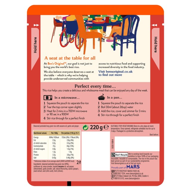 Ben's Original Chinese style microwave rice 220g - British product