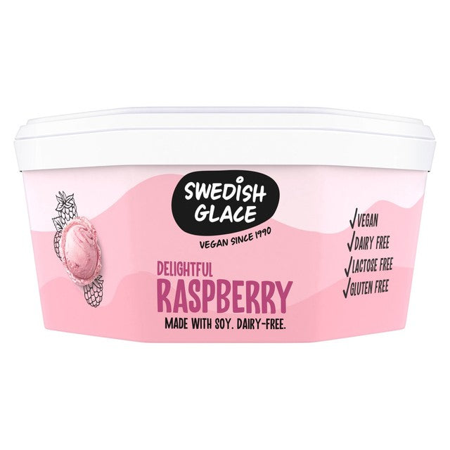 Swedish Glace Delightful Raspberry vegan ice cream tub 750ml (British brand)
