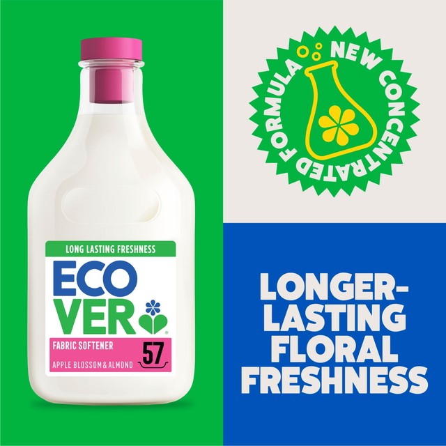 Ecover concentrated fabric softener Apple Blossom Almond 57 washes - British product