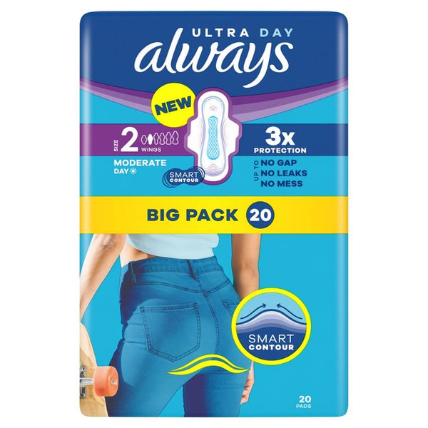 Ultra Long Sanitary Towels with Wings, Size 2, 20 Pack