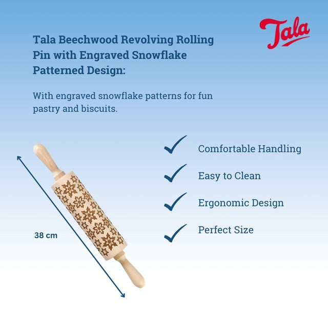 Tala snowflake rolling pin 440g (British brand)