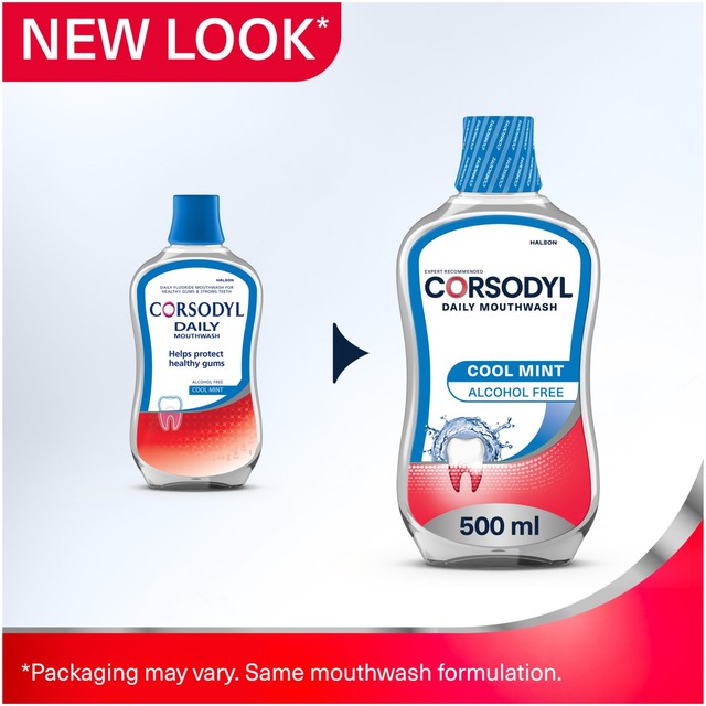 Corsodyl cool mint alcohol-free mouthwash 500ml - British product