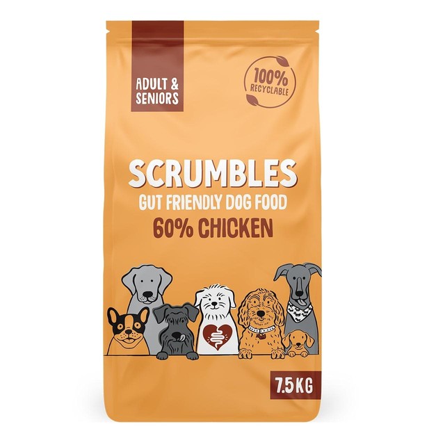 Scrumbles adult and seniors chicken dry dog food 7.5kg (British brand)