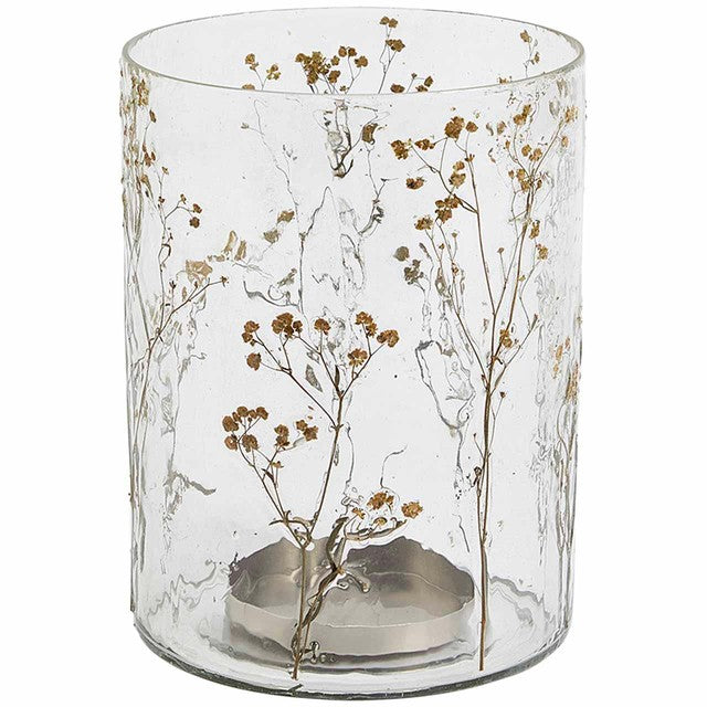 M&S clear pressed flower candle holder - British product