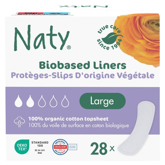 Naty panty liners large, imported from the UK