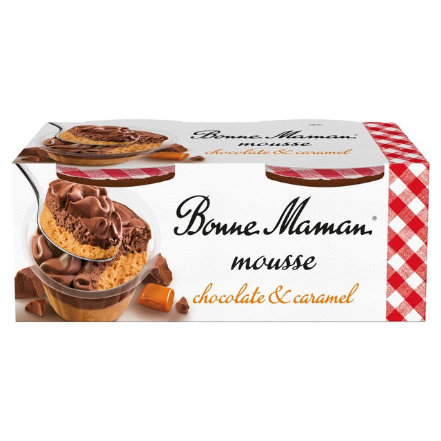 Bonne Maman chocolate caramel mousse dessert 2 x 70g - British product