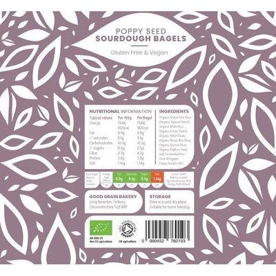Good Grain Økologisk Syrnet Brød Valmuefrø Glutenfritt Bagels 4 x 125g