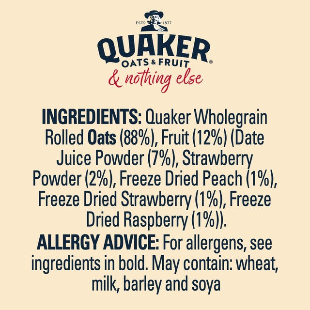 Quaker Summer Berries Porridge Sachets 264g, imported from the UK