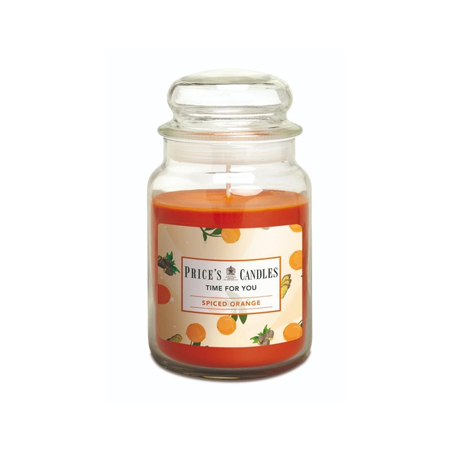 Price's spiced orange jar candle 510g, imported from the UK