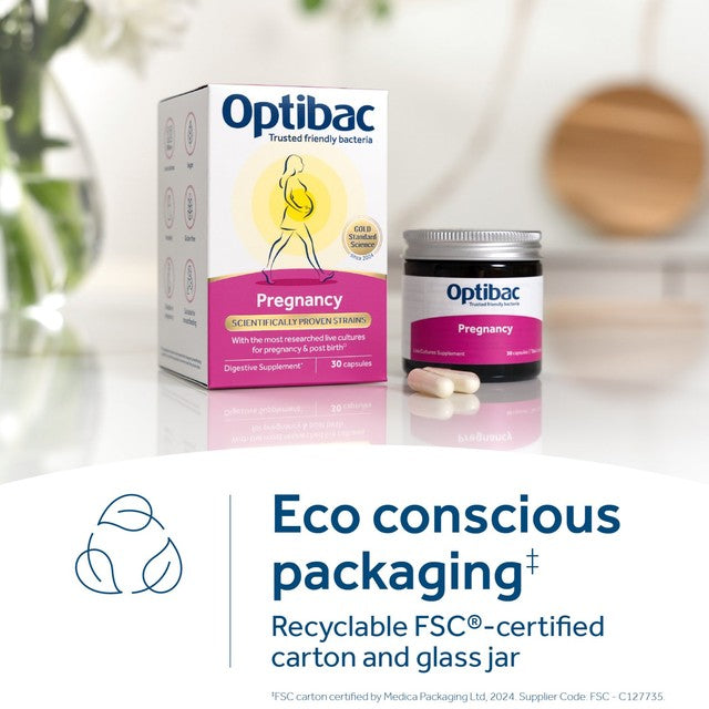 Optibac Probiotics Pregnancy prenatal probiotic supplement 30 capsules, imported from the UK