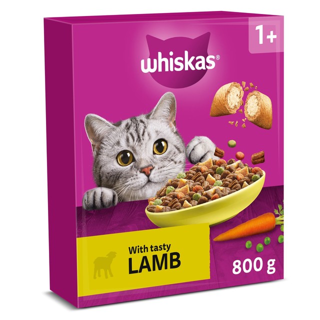 Whiskas dry cat food with lamb 825g (British brand)