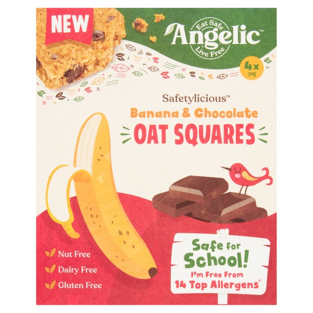 Angelic Banana and Chocolate Oat Squares 120g - British product