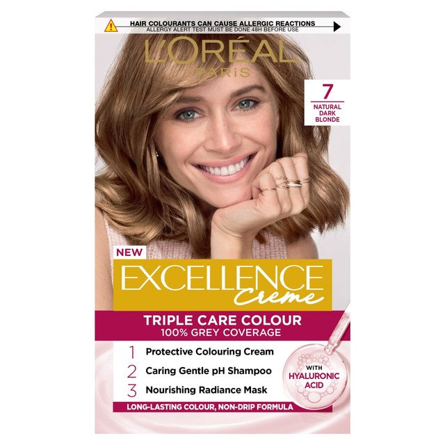 L'Oreal Excellence Natural Dark Blonde 7 permanent hair dye, UK version