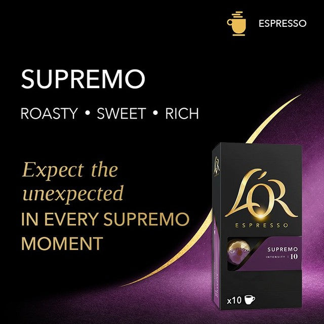 L'OR Espresso Supremo Intensity 10 coffee capsules 10 pack, UK version