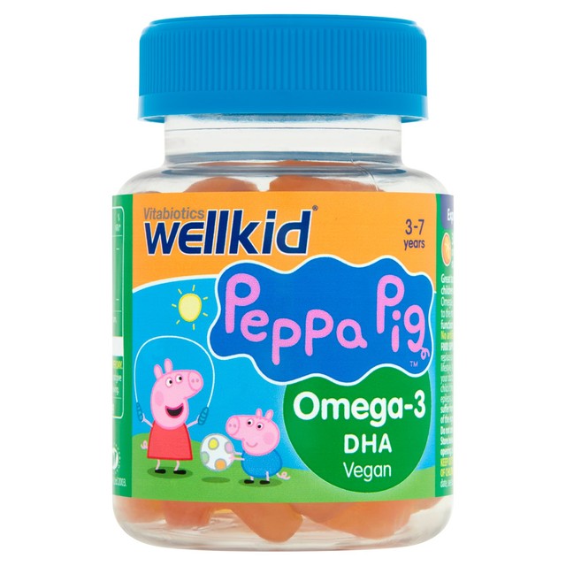Vitabiotics WellKid orange vegan Peppa Pig Omega-3 DHA jellies 30 count (British brand)