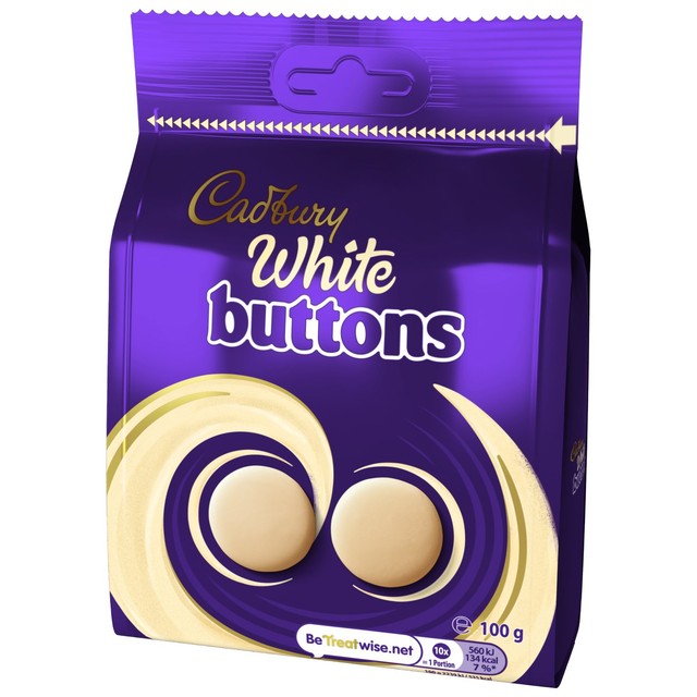 Cadbury white chocolate buttons 100g bag - British product