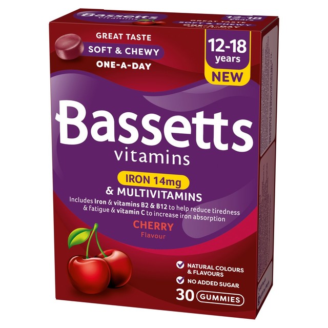 Bassetts Cherry Iron & Multivitamin Pastilles 30 Pack - British product