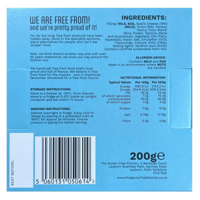 M&S The Gluten Free Kitchen Tarte surgelée au fromage de chèvre et à l'oignon rouge 200g - Acheter en ligne sur McGrocer