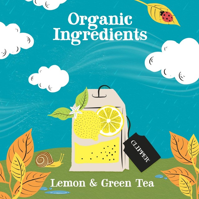 Clipper Organic Green Tea Bags with Lemon 20 Bags - British product