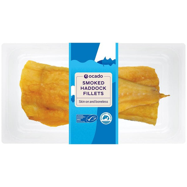 Ocado 2 MSC Smoked Haddock Fillets Skin On & Boneless Fish Fillets 280g