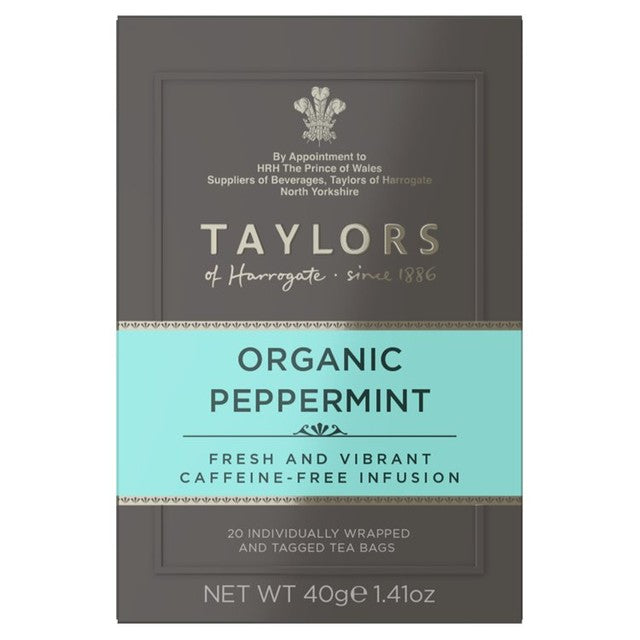 Taylors Of Harrogate Organic Peppermint tea 20 bags, imported from the UK
