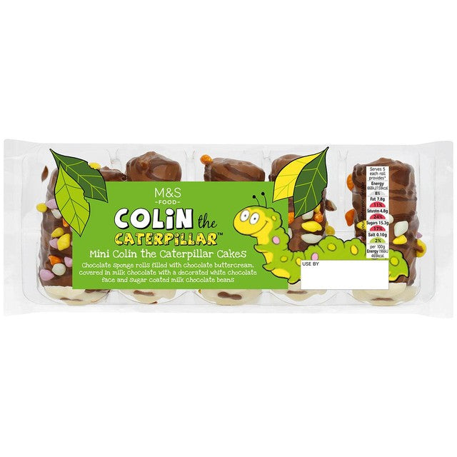 M&S Colin Caterpillar mini cakes 5 pack, imported from the UK