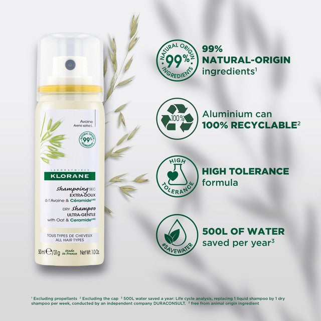 Klorane Extra-Gentle Dry Shampoo with Oat & CeramideLIKE 50ml, UK version