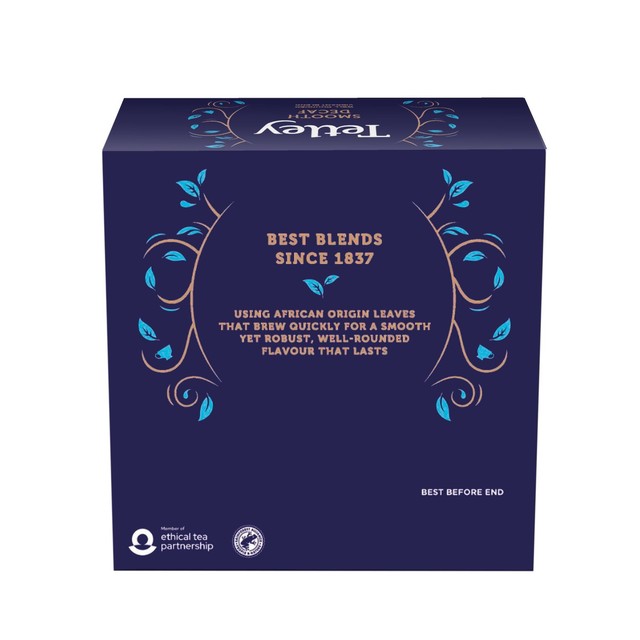 Tetley Smooth Decaf black tea box - British product