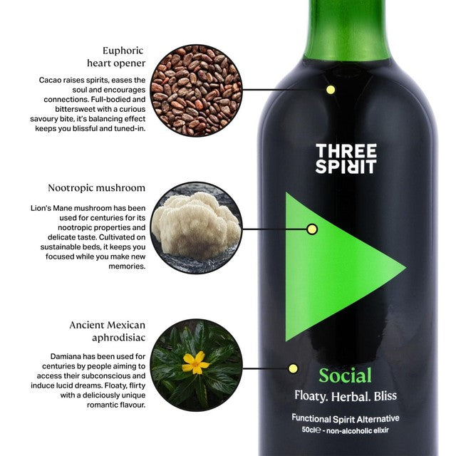 Three Spirit non-alcoholic botanical elixir 50cl (British brand)