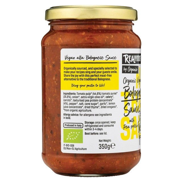 Realfoods organic vegan alla bolognese sauce 350g, imported from the UK