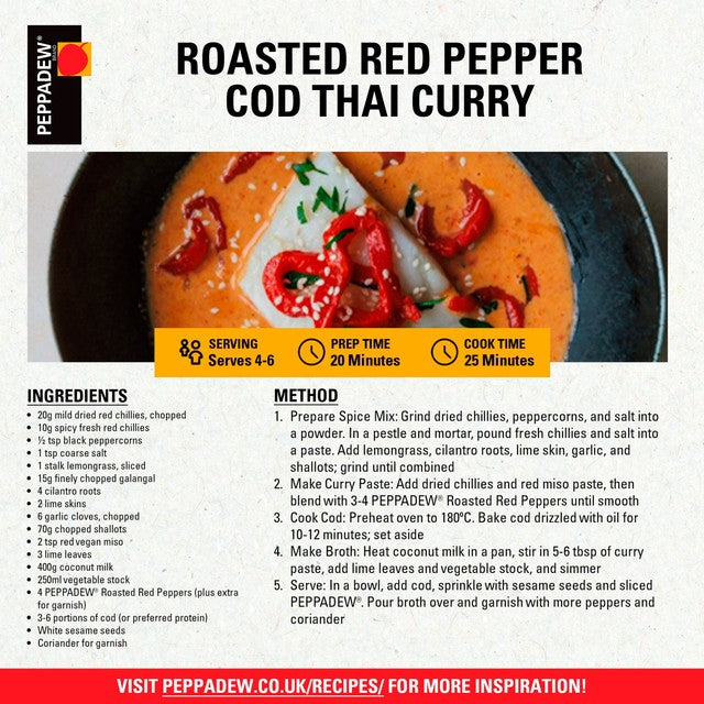 Peppadew Roasted Red Peppers 465g, imported from the UK