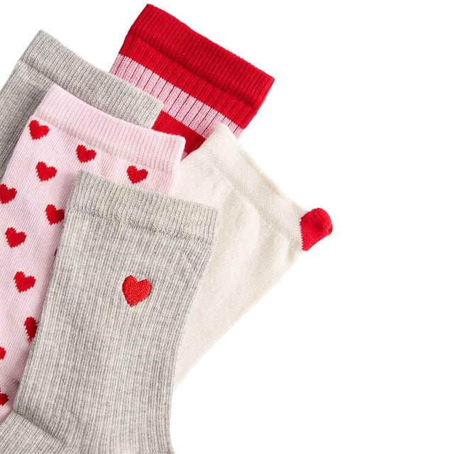 M&S ribbed heart ankle socks red mix (British brand)