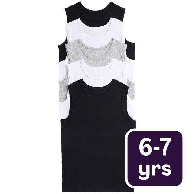 M&S children's cotton vests black 6-7 years, imported from the UK