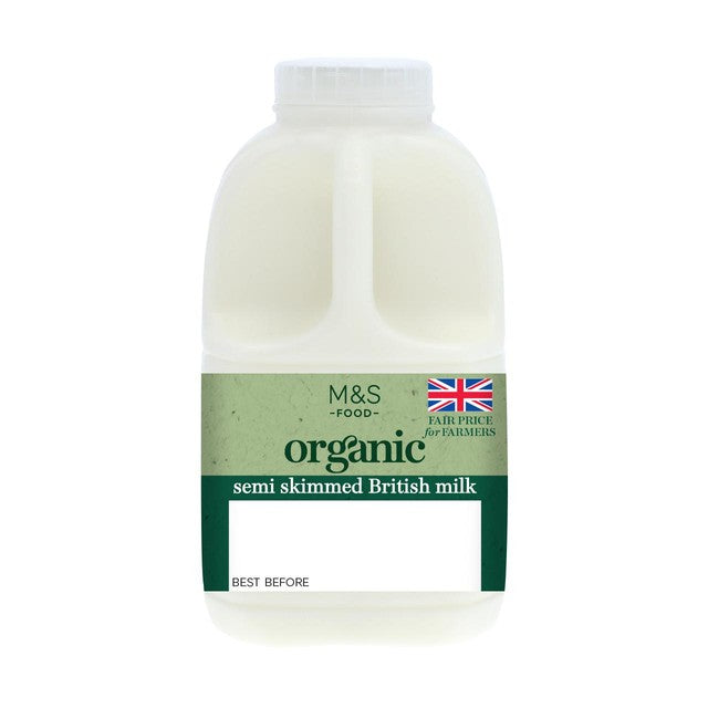 M&S Bio Halbfettmilch 568ml, importiert aus dem Vereinigten Königreich