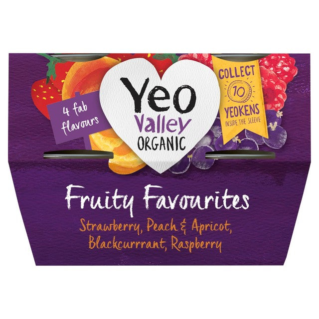 Yeo Valley organic fruity favourites yogurts assorted flavours 4x110g (British brand)