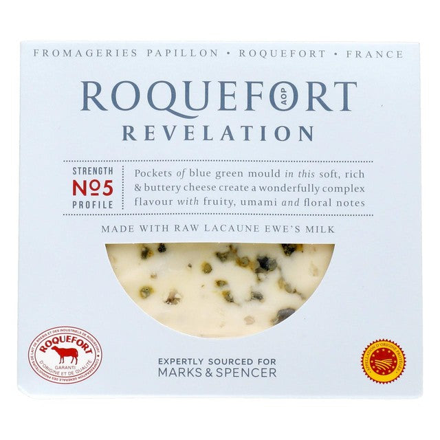 M&S Roquefort Revelation blue cheese 100g, imported from the UK