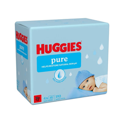 مناديل مبللة للأطفال Huggies Pure، عبوة رباعية