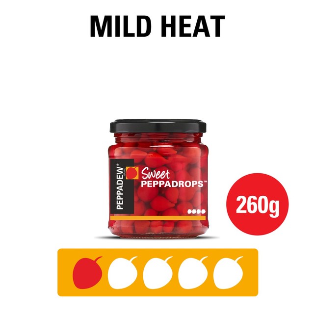 Peppadew Peppadrops pickled peppers jar, imported from the UK