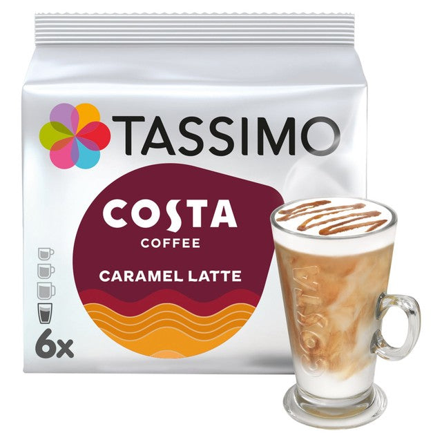 Tassimo Costa Caramel Latte coffee pods 6 per pack (British brand)